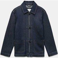 M&S Cotton Lyocell Blend Denim Tie Front Jacket Medium Indigo