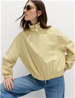 M&S Cotton Rich Funnel Neck Bomber Jacket Lime