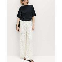 M&S Cutwork Embroidered Straight Leg Trousers Ivory