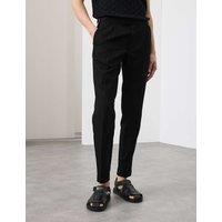 Autograph Tapered Fit Cotton Linen Blend Trousers Black