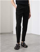 Tapered Fit Cotton Linen Blend Trousers