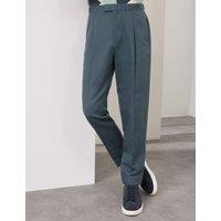 Autograph Tapered Fit Cotton Linen Blend Trousers Petrol