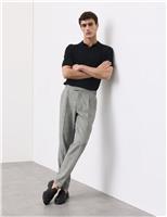 Autograph Tapered Fit Cotton Linen Blend Trousers Black Mix