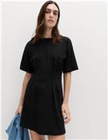 M&S Pure Cotton Waisted Mini T-Shirt Dress Black