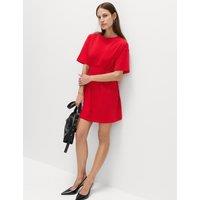 M&S Pure Cotton Waisted Mini T-Shirt Dress Chilli