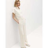 M&S Textured Straight Leg Trousers Ivory