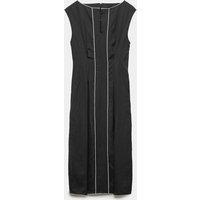 JAEGER Satin Midaxi Column Dress with Linen Black