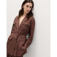 M&S Belted Utility Longline Blazer with Linen Raisin