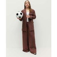 M&S Pleated Utility Palazzo Trousers with Linen Raisin