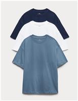 M&S 3 Pack Pure Cotton T-Shirts (6-16 Yrs) Grey Mix
