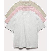 M&S 3 Pack Pure Cotton T-Shirts (6-16 Yrs) Grey Mix