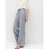 M&S Linen Blend Pinstripe Wide Leg Trousers Blue Mix