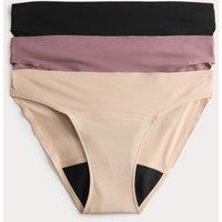 M&S 3 Pack No VPL Period Bikini Knickers Black Mix