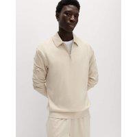 M&S Cotton Rich Half Zip Sweatshirt Ecru