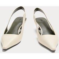 M&S Leather Kitten Heel Slingback Shoes Cream
