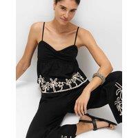 M&S Pure Cotton Embroidered Cami Beach Top Black Mix