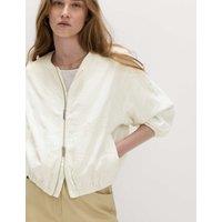 M&S Linen Rich Embroidered Jacket White