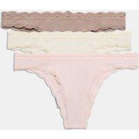 M&S 3 Pack Cotton Rich Dipped Miami Knickers Oatmeal Mix