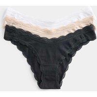 M&S 3 Pack Cotton Rich Dipped Miami Knickers Opaline Mix