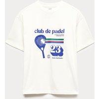 M&S x club de padel Pure Cotton Graphic T-Shirt (6-16 Yrs) Ivory