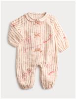 M&S Pure Cotton Cupid Striped All in One (0-3 Yrs) Pink Mix