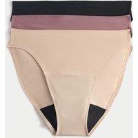 M&S 3 Pack Heavy Absorbency No VPL Period High Leg Knickers Black Mix
