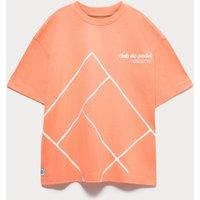 M&S x club de padel Pure Cotton Graphic T-Shirt (6-16 Yrs) Orange