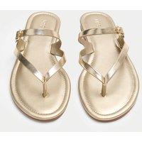 M&S Buckle Flat Toe Loop Mule Sandals Gold