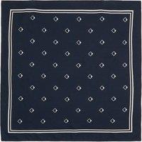Autograph Linen Blend Geometric Print Bandana Scarf Dark Navy