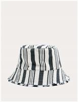 M&S Pure Cotton Striped Bucket Hat Navy Mix