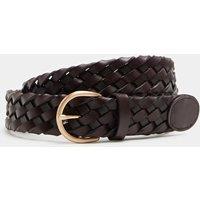 M&S Leather Plaited Belt Brown