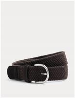 Autograph Suede Stretch Web Woven Belt Dark Chocolate