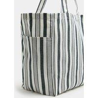 M&S Canvas Striped Shopper Navy Mix