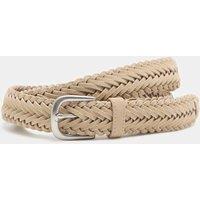 M&S Slim Suede Plaited Belt Sand