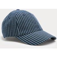 M&S Pure Cotton Striped Textured Baseball Cap Navy Mix