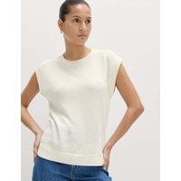 M&S Muscle Knitted Vest with Linen Soft White
