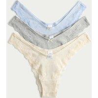 M&S 3 Pack Cotton Rich Rib Miami Knickers Grey Mix