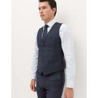 M&S SARTORIAL Pure Wool Prince of Wales Check Waistcoat Navy