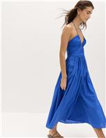 M&S Pure Cotton Cutout Midaxi Beach Dress Cobalt
