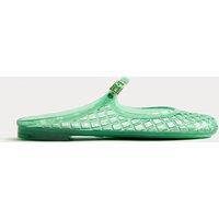 M&S Ankle Strap Flat Jelly Mule Sandals Green