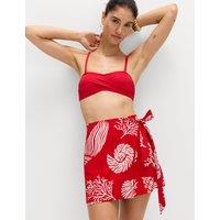 M&S Pure Cotton Printed Wrap Mini Beach Skirt Red Mix