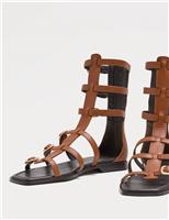 M&S Leather Calf Flat Gladiator Sandals Tan