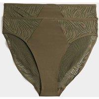 Body by M&S 2 Pack Body Lace High Leg Knickers Dark Olive