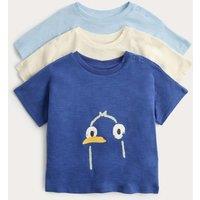 M&S 3 Pack Pure Cotton Seaside Animal Tops (0-5 Yrs) Blue Mix