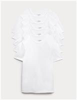 M&S 5 Pack Cotton Rich Cool & Fresh Stretch Vests White