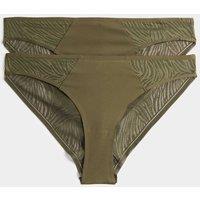 Body by M&S 2 Pack Body Lace Brazilian Knickers Dark Olive