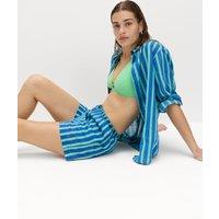 M&S Pure Cotton Striped Beach Shorts Blue Mix