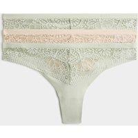 Body by M&S 3pk Body Soft Lace Thongs Pale Apple