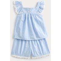 M&S Pure Cotton Blue Stripe Shortie Pyjamas (1-8 Yrs) Blue