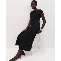 M&S Cotton Rich Textured Midi Skater Dress Black